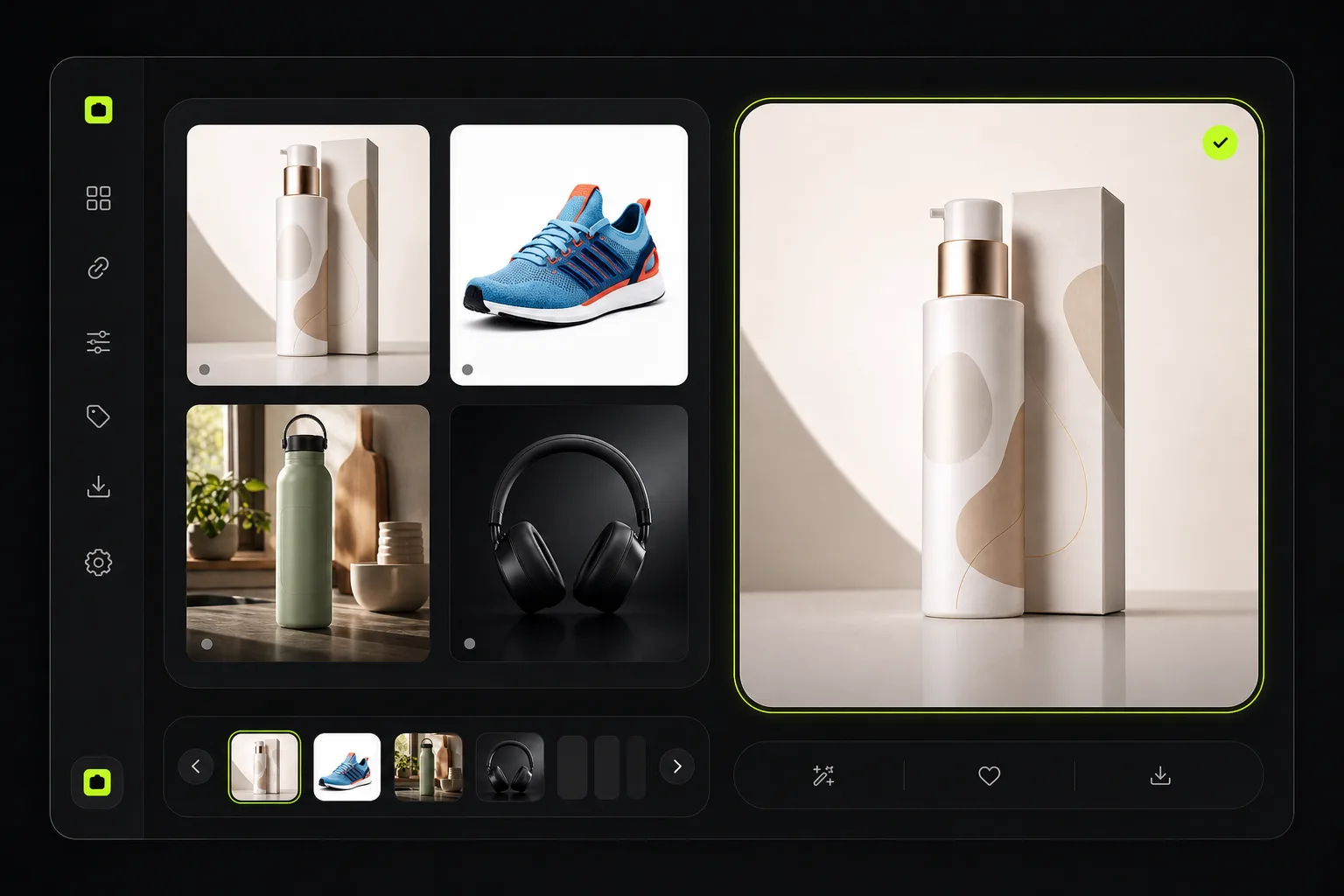 ProductShot AI image history lets you compare download and share product photos